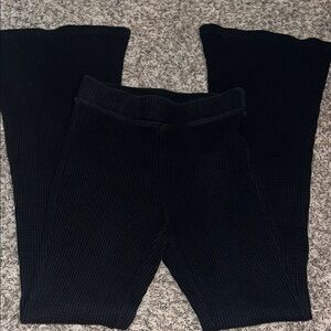 Aerie Black Ribbed Knit Flared Pants